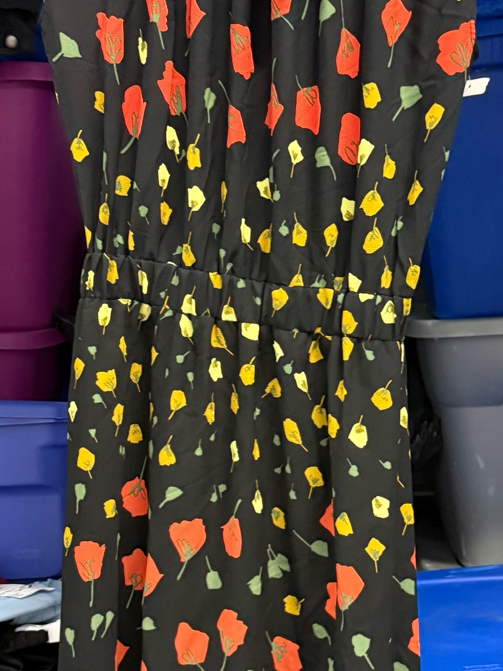 Banana Republic Black Dress with Red & Yellow Floral Print
